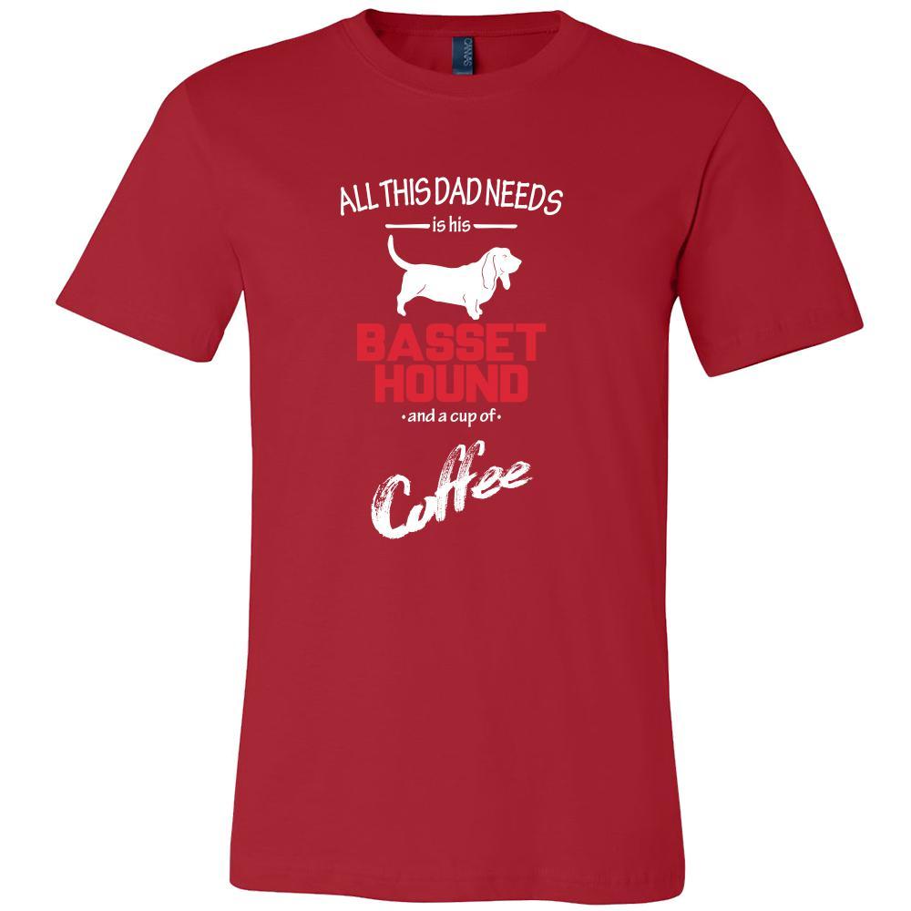 Basset hound Dog Lover Shirt - All this Dad needs is his Basset hound and a cup of coffee Father Gift-T-shirt-Teelime | shirts-hoodies-mugs