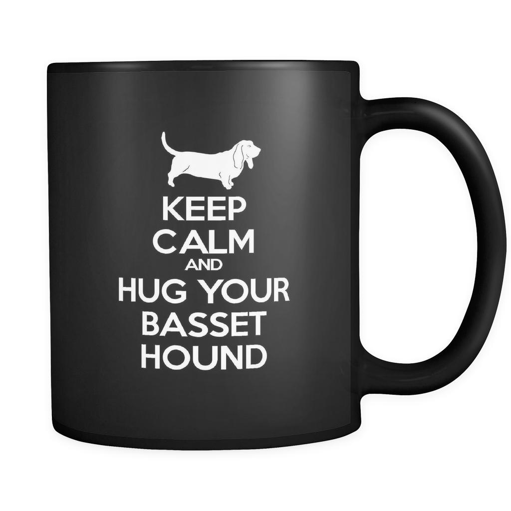 Basset hound Keep Calm and Hug Your Basset hound 11oz Black Mug-Drinkware-Teelime | shirts-hoodies-mugs