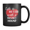 Basset Hound Life Is Better With A Basset Hound 11oz Black Mug-Drinkware-Teelime | shirts-hoodies-mugs