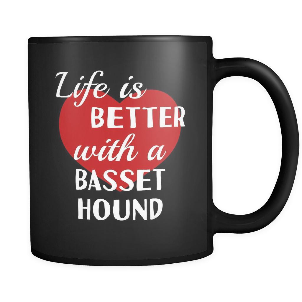 Basset Hound Life Is Better With A Basset Hound 11oz Black Mug-Drinkware-Teelime | shirts-hoodies-mugs