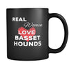Basset Hound Real Women Love Basset Hounds 11oz Black Mug-Drinkware-Teelime | shirts-hoodies-mugs