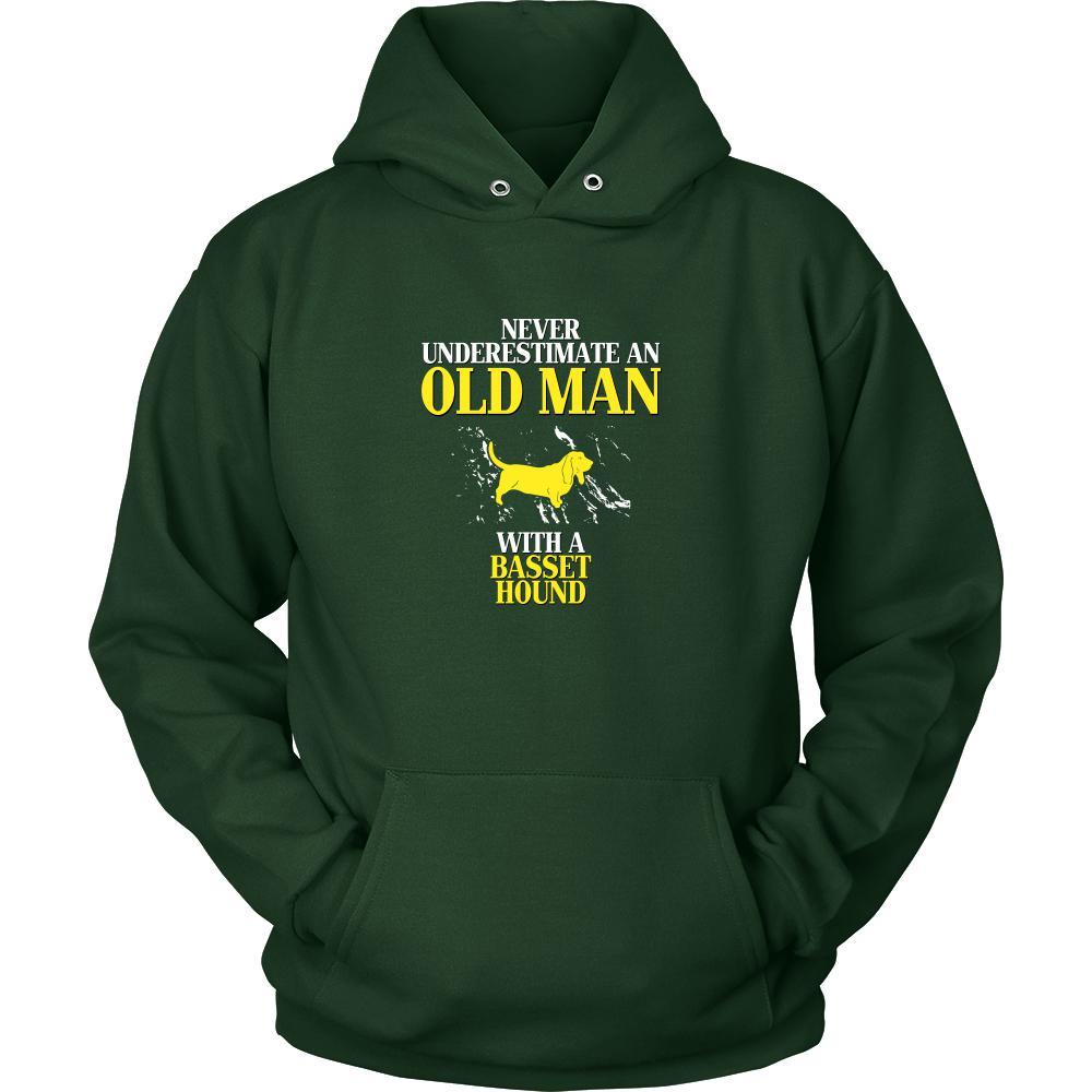 Basset hound Shirt - Never underestimate an old man with a Basset hound Grandfather Dog Gift-T-shirt-Teelime | shirts-hoodies-mugs