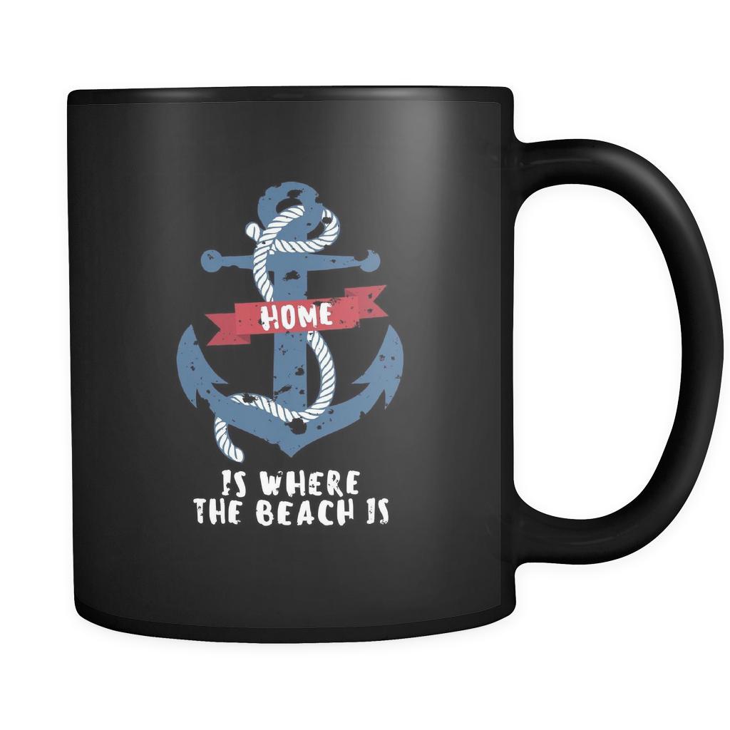 Beach Home is where the beach is 11oz Black Mug-Drinkware-Teelime | shirts-hoodies-mugs