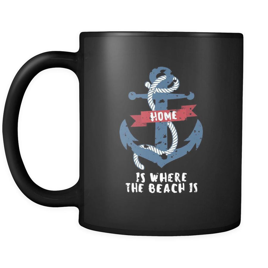 Beach Home is where the beach is 11oz Black Mug-Drinkware-Teelime | shirts-hoodies-mugs