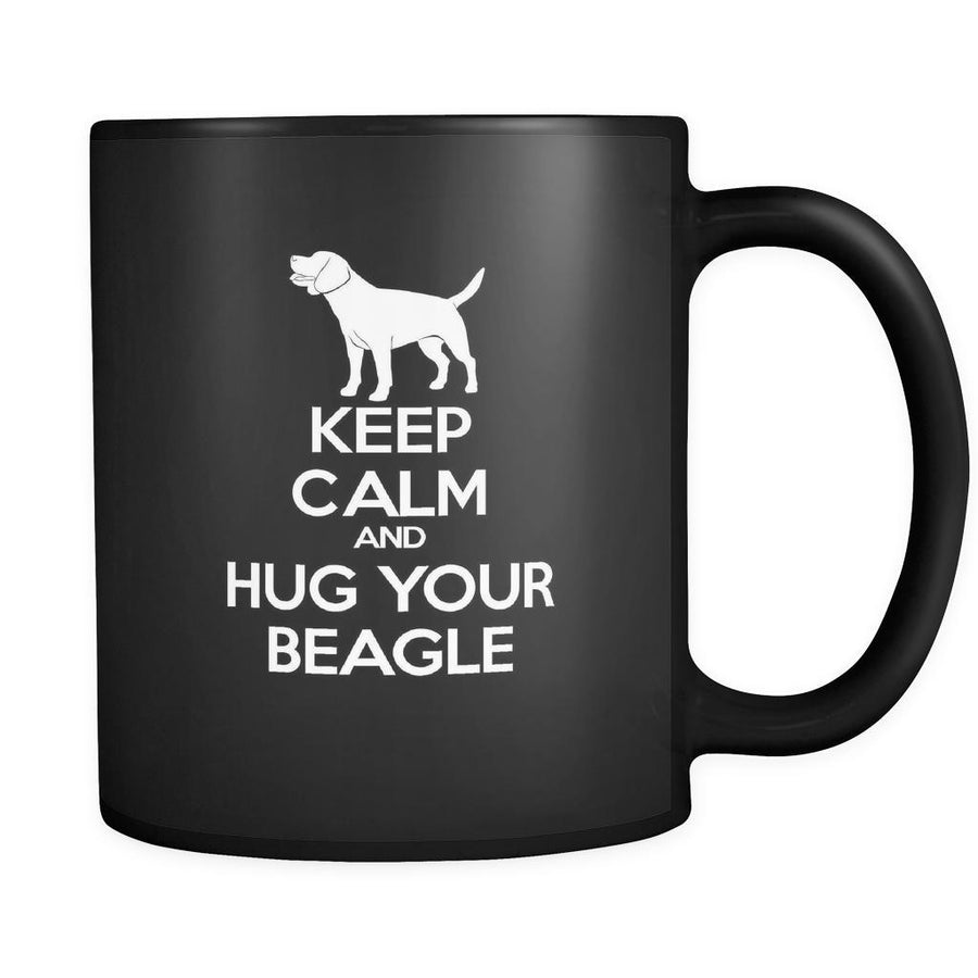 Beagle Keep Calm and Hug Your Beagle 11oz Black Mug-Drinkware-Teelime | shirts-hoodies-mugs