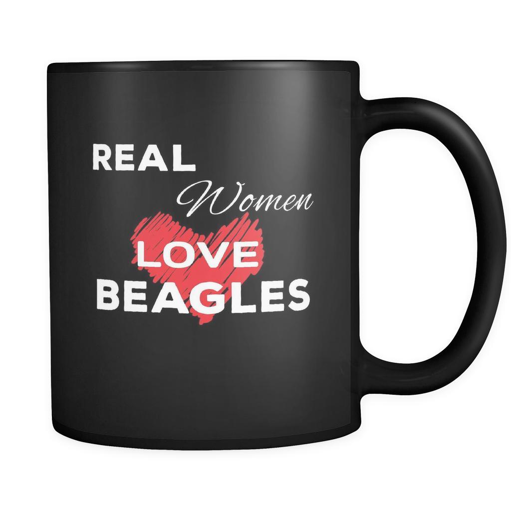 Beagle Real Women Love Beagles 11oz Black Mug-Drinkware-Teelime | shirts-hoodies-mugs