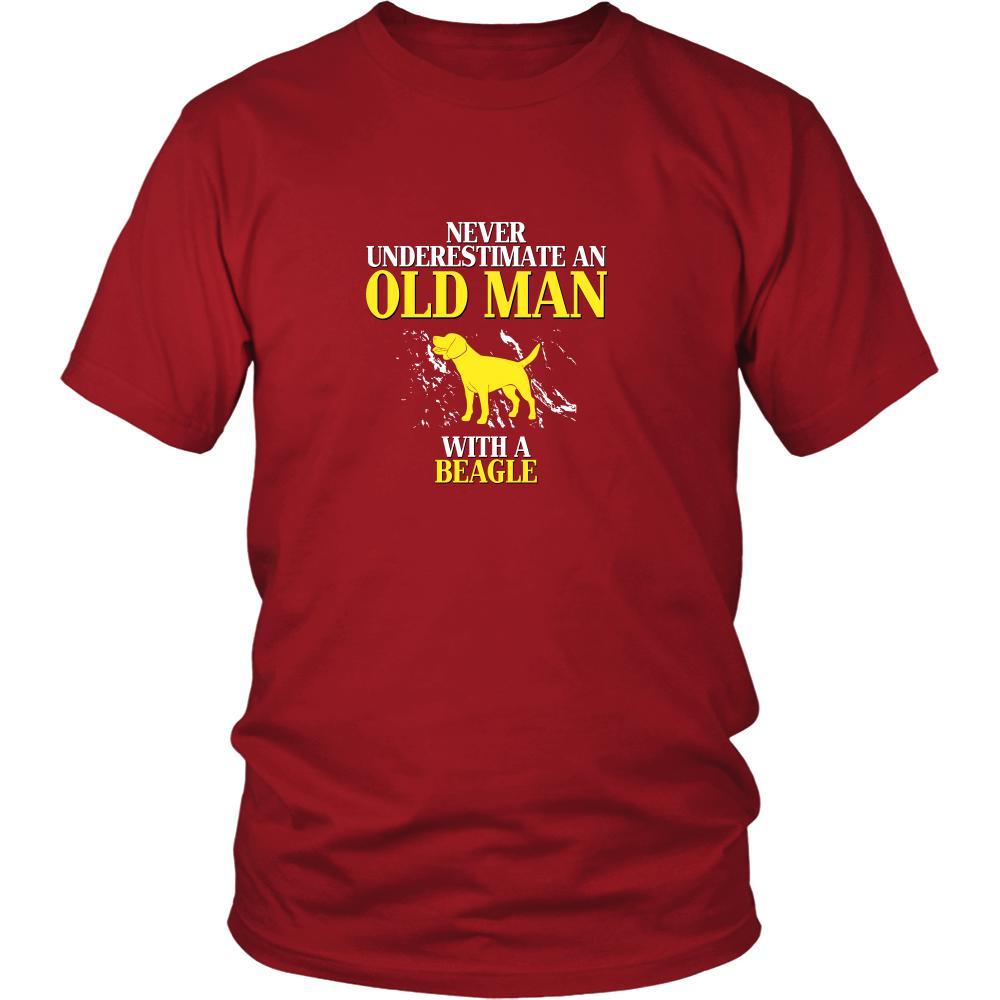 Beagle Shirt - Never underestimate an old man with a Beagle Grandfather Dog Gift-T-shirt-Teelime | shirts-hoodies-mugs