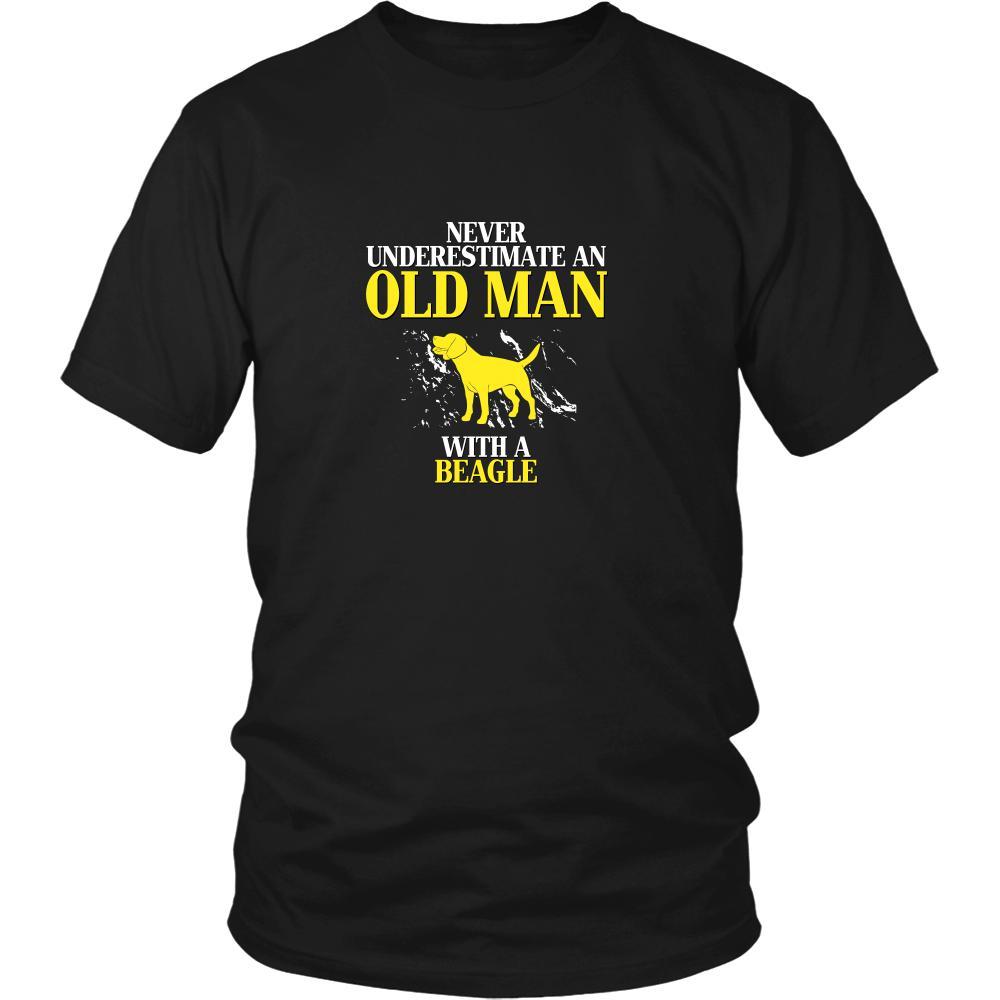 Beagle Shirt - Never underestimate an old man with a Beagle Grandfather Dog Gift-T-shirt-Teelime | shirts-hoodies-mugs