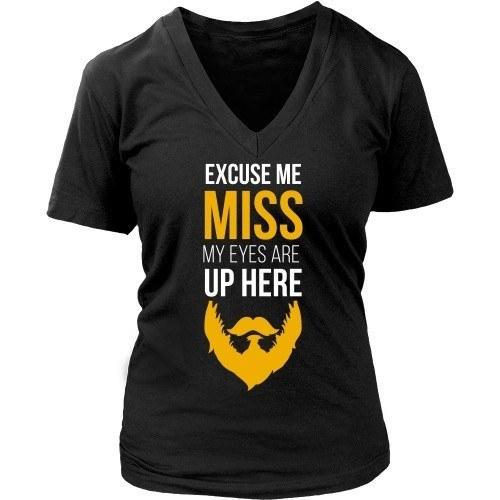 Beard T Shirt - Excuse me Miss My Eyes are Up Here-T-shirt-Teelime | shirts-hoodies-mugs