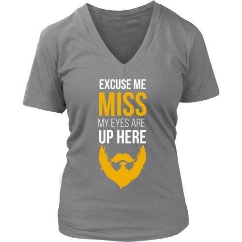 Beard T Shirt - Excuse me Miss My Eyes are Up Here-T-shirt-Teelime | shirts-hoodies-mugs
