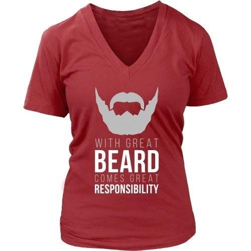 Beard T Shirt - With great Beard comes great Responsibility-T-shirt-Teelime | shirts-hoodies-mugs