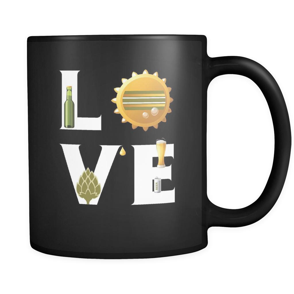 Beer - LOVE Beer - 11oz Black Mug-Drinkware-Teelime | shirts-hoodies-mugs