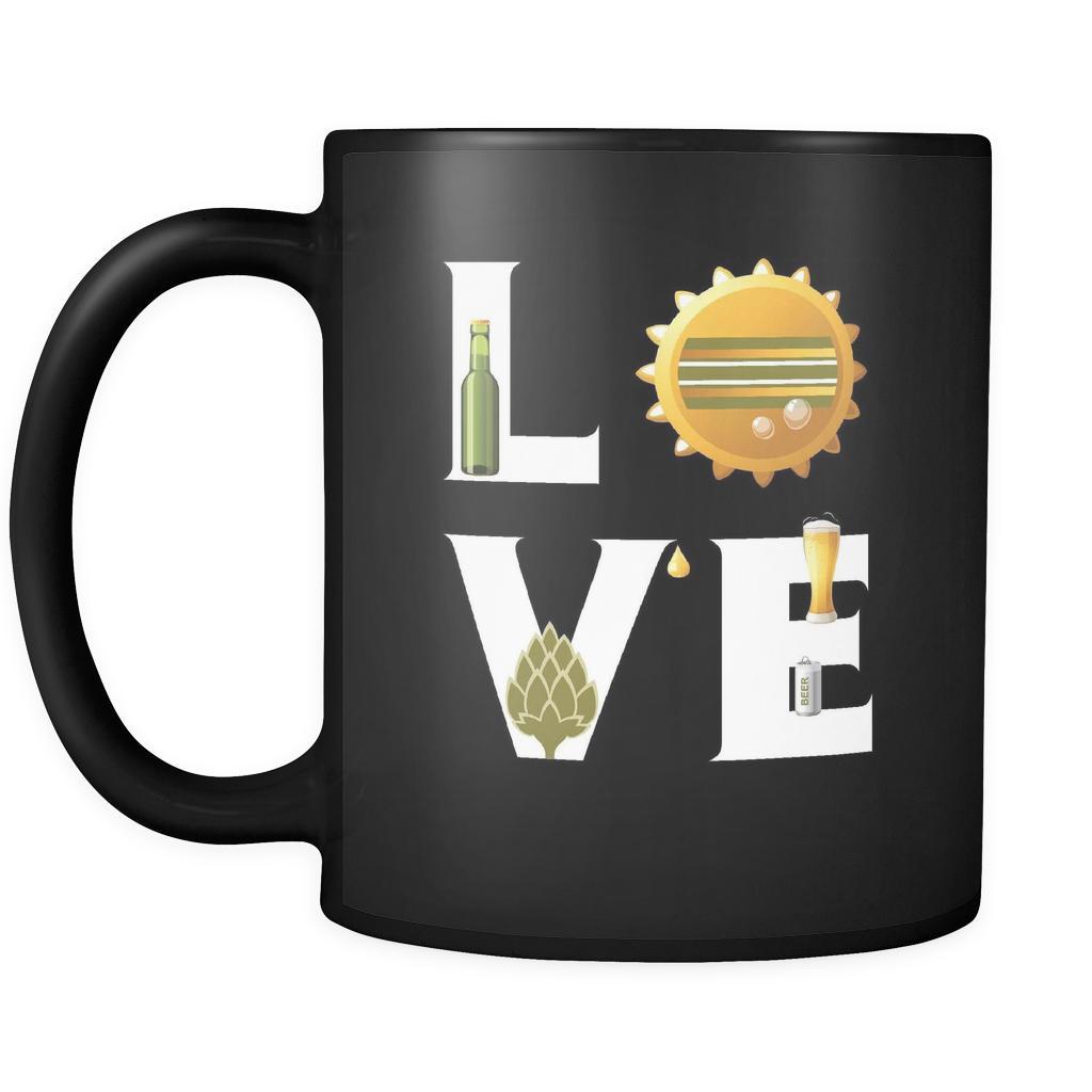 Beer - LOVE Beer - 11oz Black Mug-Drinkware-Teelime | shirts-hoodies-mugs