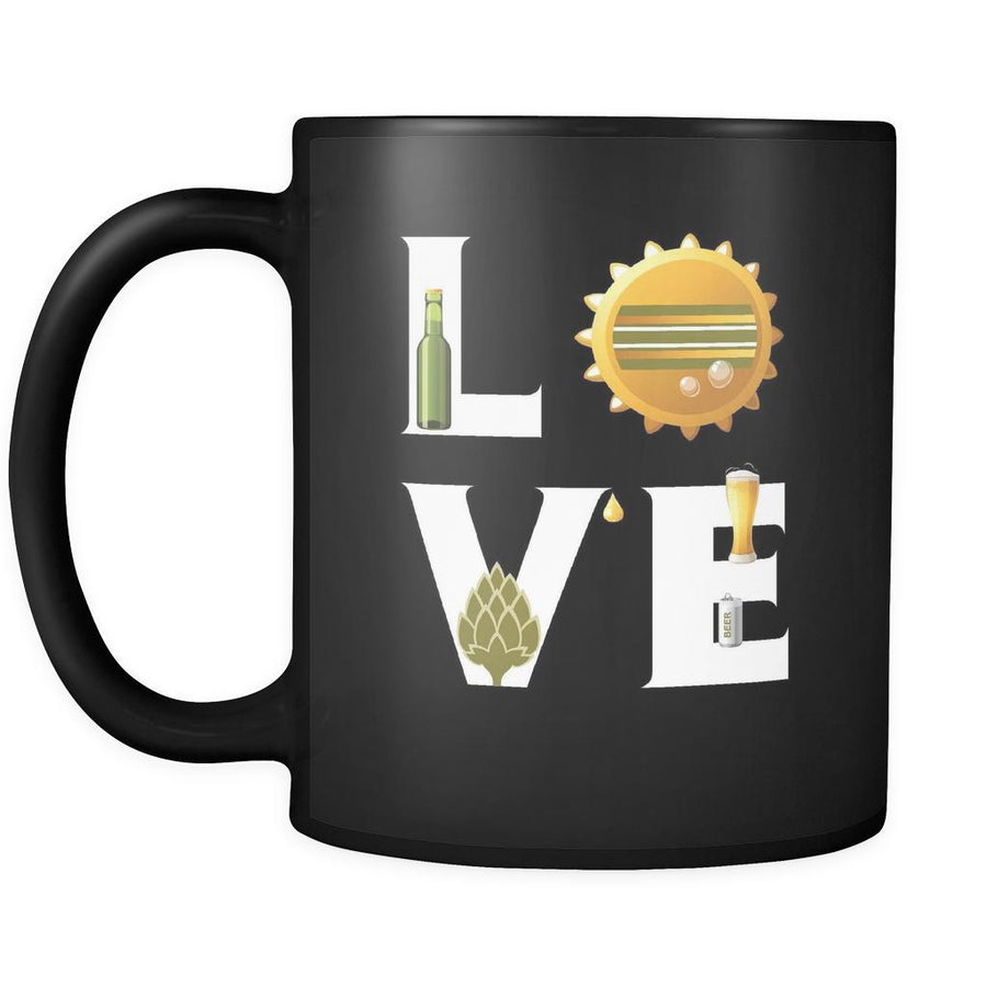 Beer - LOVE Beer - 11oz Black Mug-Drinkware-Teelime | shirts-hoodies-mugs