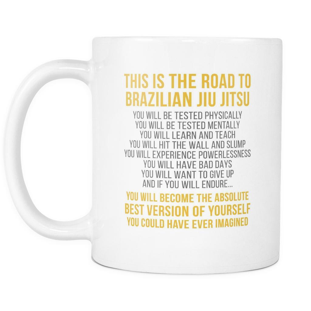 BJJ Coffee Mug - The Road to BJJ-Drinkware-Teelime | shirts-hoodies-mugs