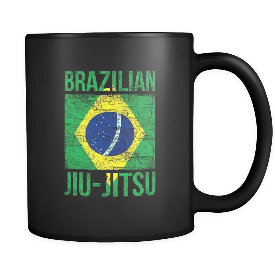 BJJ Cup - Brazilian Jiu Jitsu Flag , 11oz Black Mug-Drinkware-Teelime | shirts-hoodies-mugs