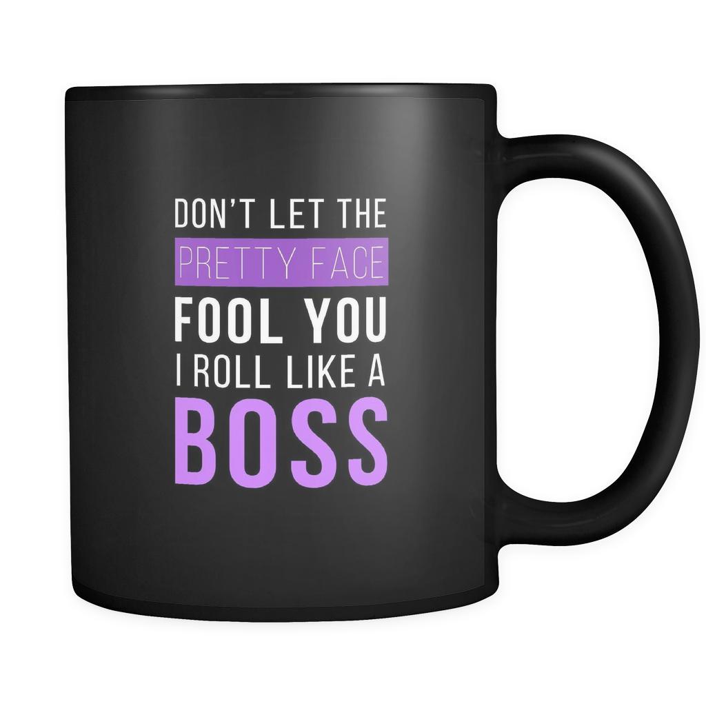 BJJ Don't let the pretty face fool you I roll like a boss 11oz Black Mug-Drinkware-Teelime | shirts-hoodies-mugs