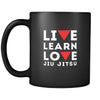 BJJ Live Learn Love Jiu-Jitsu 11oz Black Mug-Drinkware-Teelime | shirts-hoodies-mugs