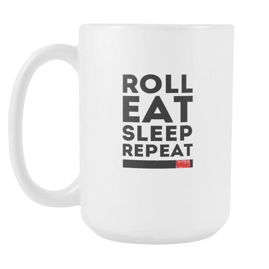 BJJ mug BJJ cup Roll Eat Sleep Repeat mug BJJ gifts jiu jitsu cup jiu jitsu mug (15oz)-Drinkware-Teelime | shirts-hoodies-mugs