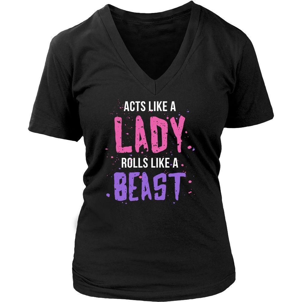 BJJ T Shirt - Jiu Jitsu Acts like a lady Rolls like a beast-T-shirt-Teelime | shirts-hoodies-mugs