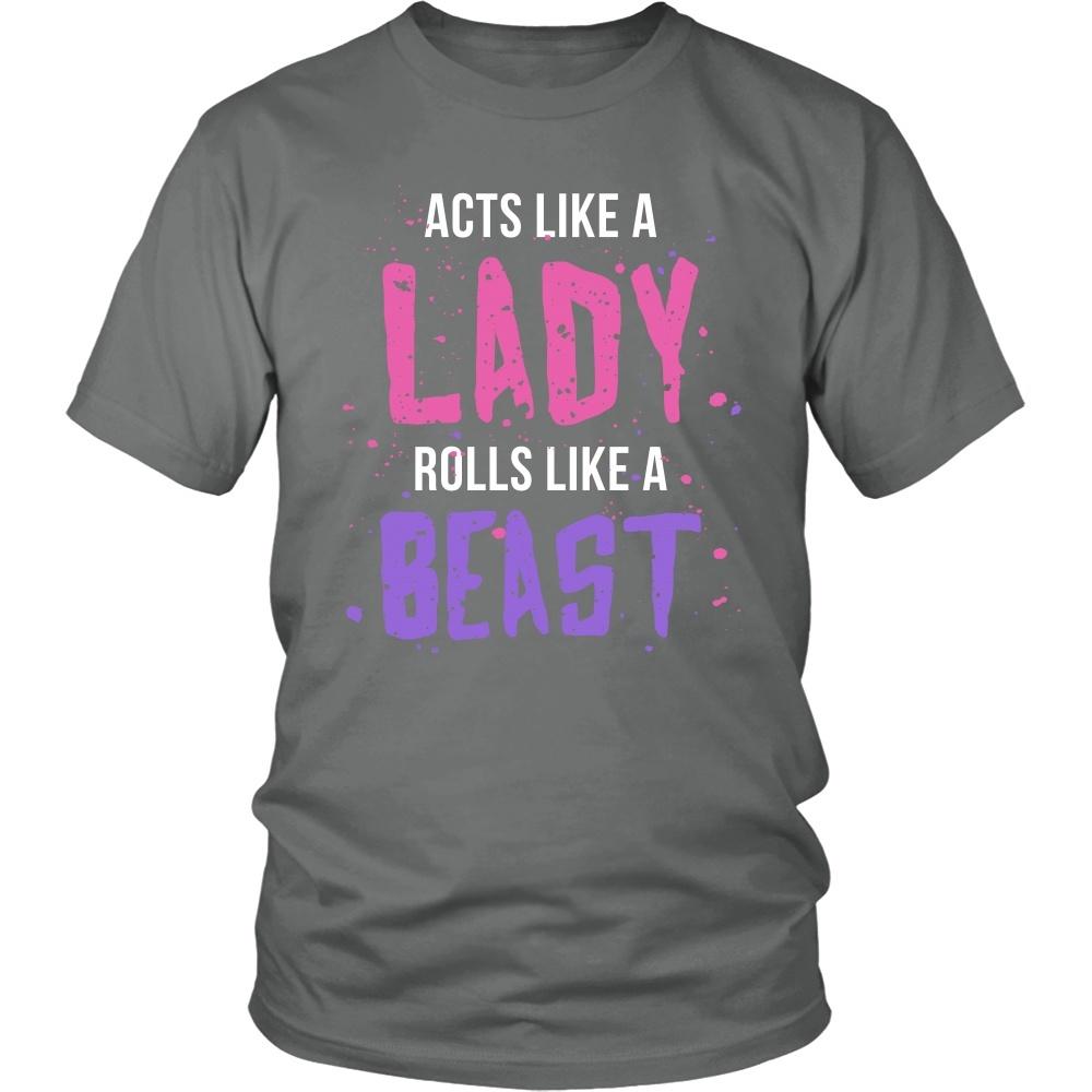 BJJ T Shirt - Jiu Jitsu Acts like a lady Rolls like a beast-T-shirt-Teelime | shirts-hoodies-mugs