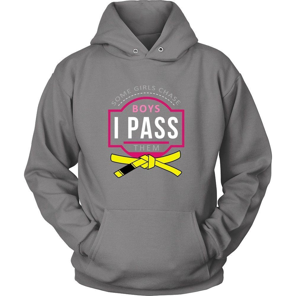 BJJ T Shirt - Some Girls Chase Boys I Pass Them - Yellow Belt-T-shirt-Teelime | shirts-hoodies-mugs
