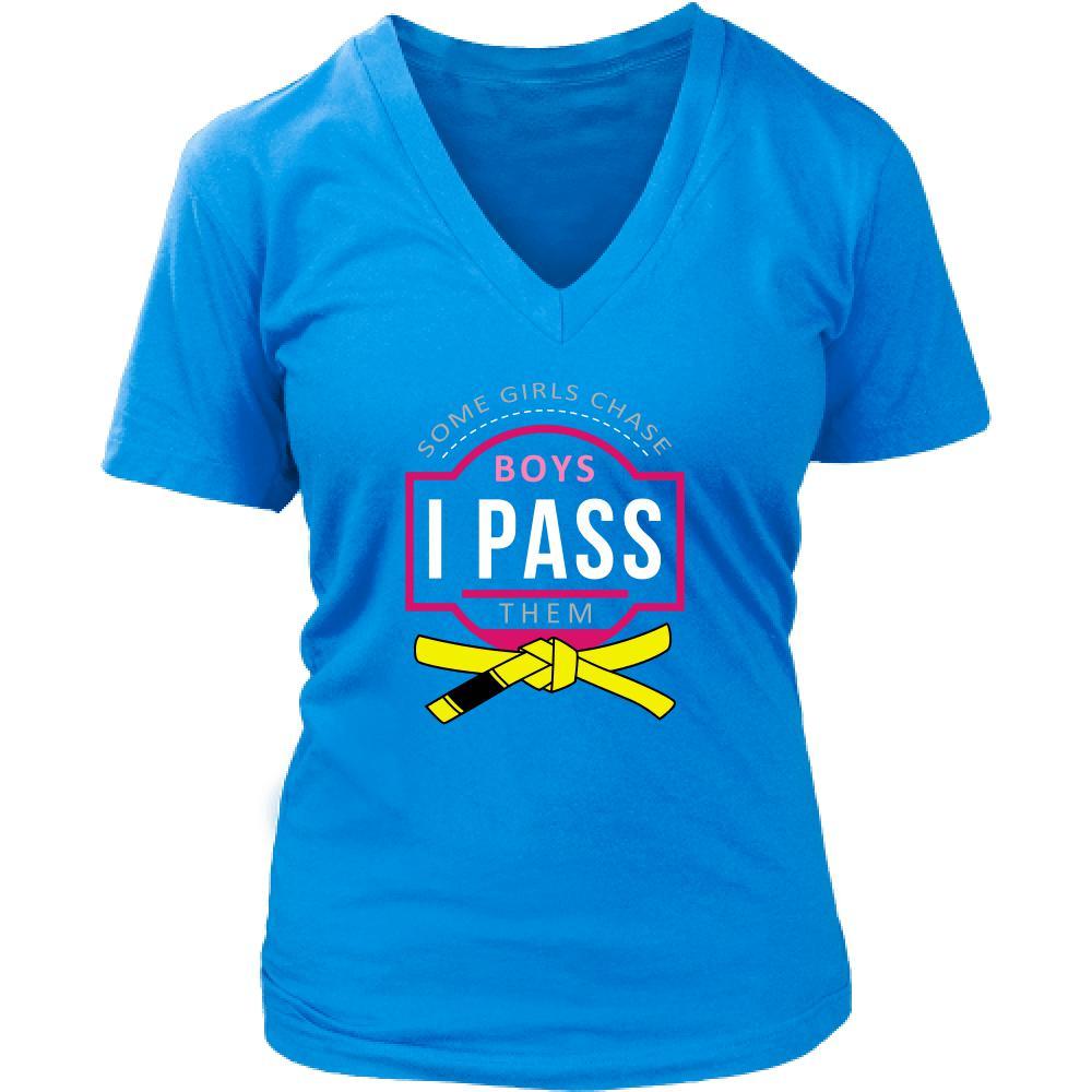 BJJ T Shirt - Some Girls Chase Boys I Pass Them - Yellow Belt-T-shirt-Teelime | shirts-hoodies-mugs