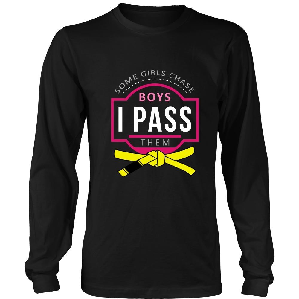 BJJ T Shirt - Some Girls Chase Boys I Pass Them - Yellow Belt-T-shirt-Teelime | shirts-hoodies-mugs