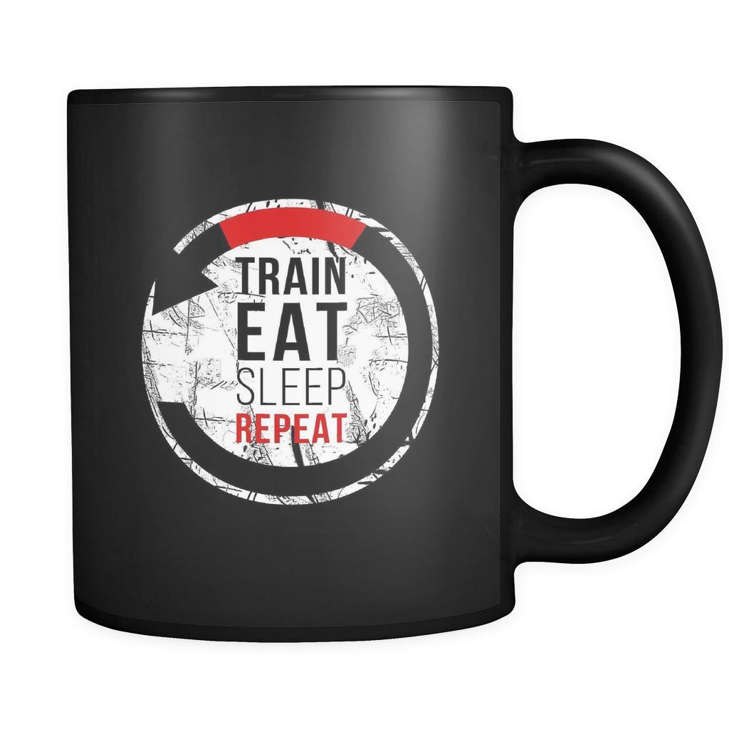 BJJ Train eat sleep repeat 11oz Black Mug-Drinkware-Teelime | shirts-hoodies-mugs