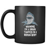 BJJ Warning I'm a shark trapped in a human body 11oz Black Mug-Drinkware-Teelime | shirts-hoodies-mugs