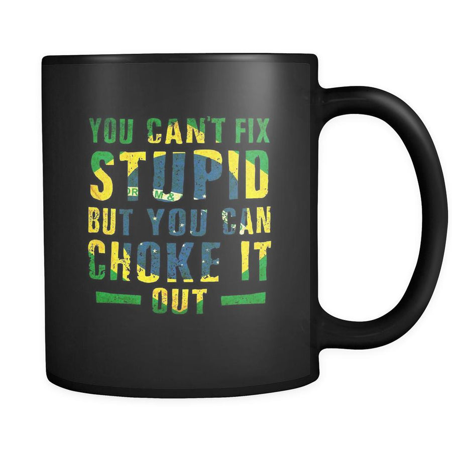 BJJ You can't fix stupid but you can choke it out 11oz Black Mug-Drinkware-Teelime | shirts-hoodies-mugs