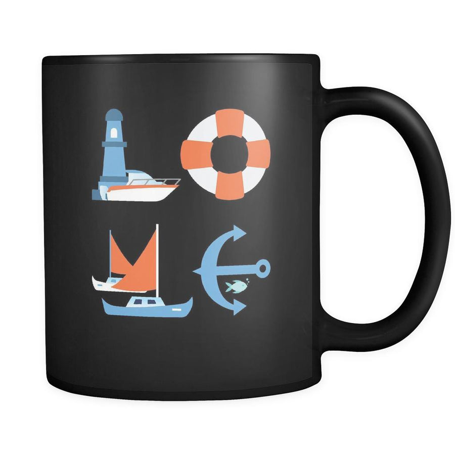 Boating / Sailing - LOVE Boating / Sailing - 11oz Black Mug-Drinkware-Teelime | shirts-hoodies-mugs