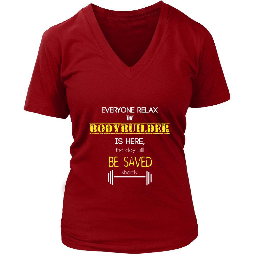 Bodybuilder Shirt - Everyone relax the Bodybuilder is here, the day will be save shortly - Profession Gift-T-shirt-Teelime | shirts-hoodies-mugs