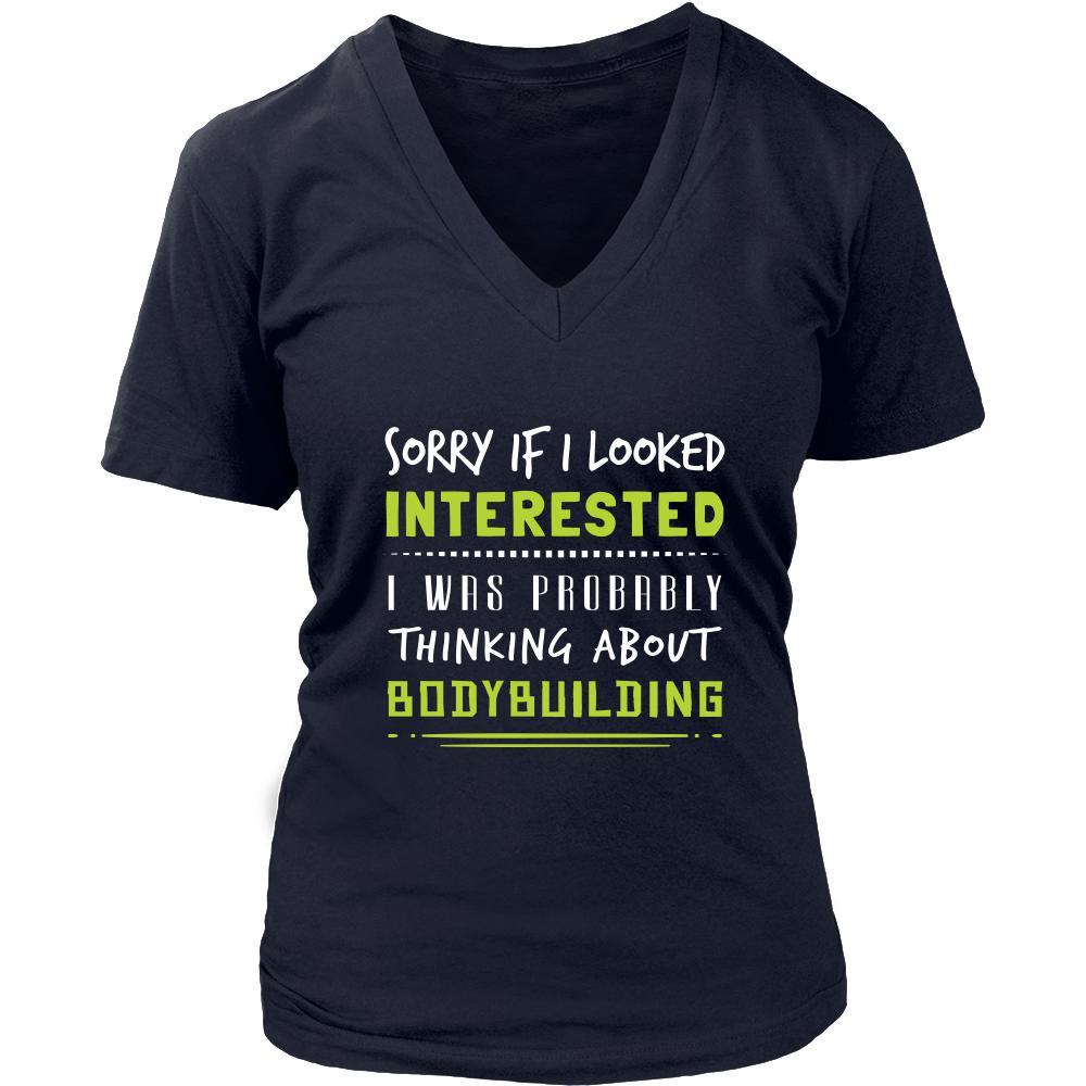 Bodybuilding Shirt - Sorry If I Looked Interested, I think about Bodybuilding - Hobby Gift-T-shirt-Teelime | shirts-hoodies-mugs