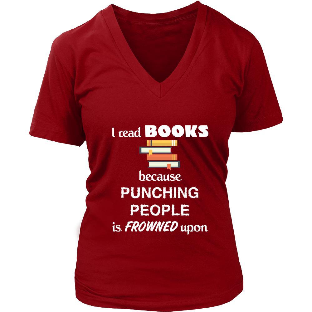Book - I read Books because punching people is frowned upo - Reader Hobby Shirt-T-shirt-Teelime | shirts-hoodies-mugs