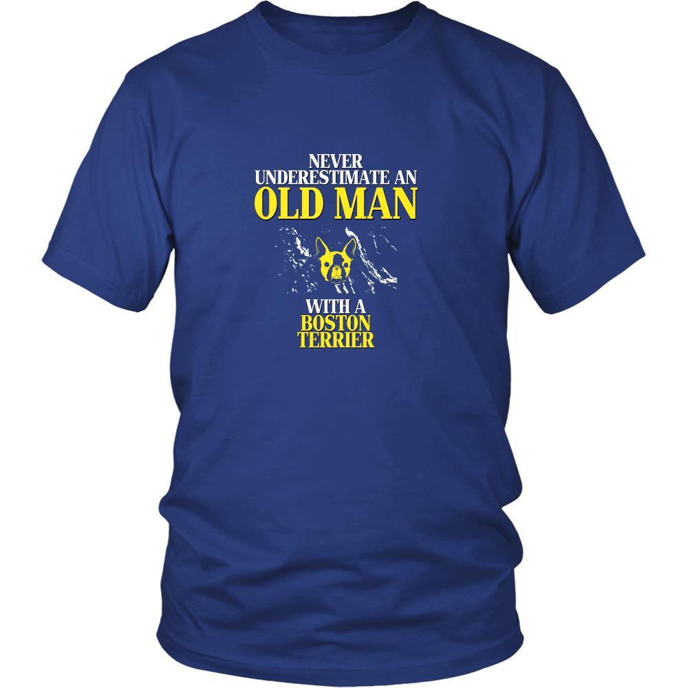 Boston terrier Shirt - Never underestimate an old man with a Boston terrier Grandfather Dog Gift-T-shirt-Teelime | shirts-hoodies-mugs