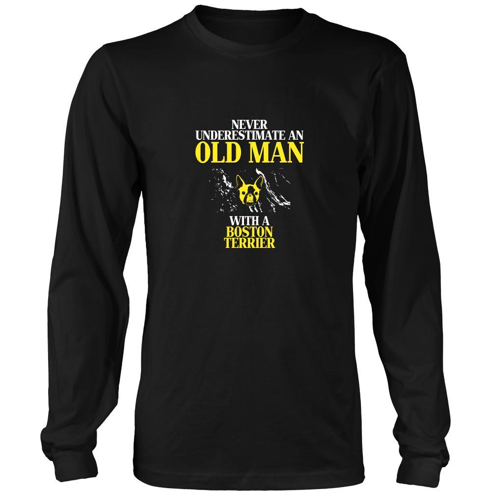 Boston terrier Shirt - Never underestimate an old man with a Boston terrier Grandfather Dog Gift-T-shirt-Teelime | shirts-hoodies-mugs