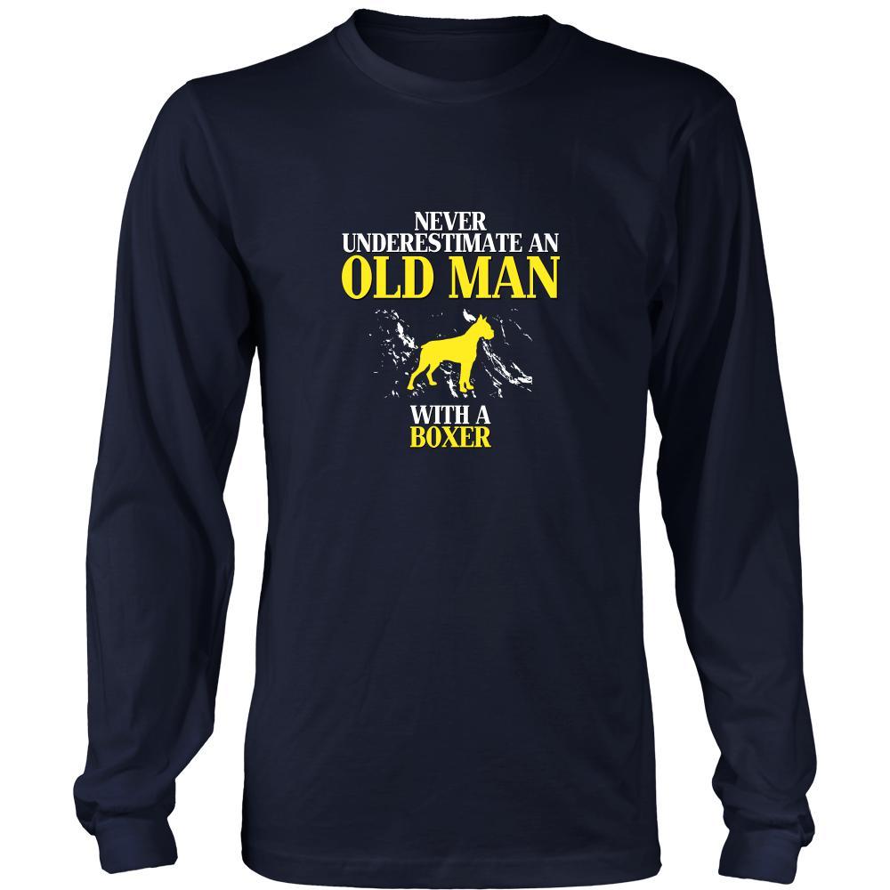 Boxer Shirt - Never underestimate an old man with a Boxer Grandfather Dog Gift-T-shirt-Teelime | shirts-hoodies-mugs