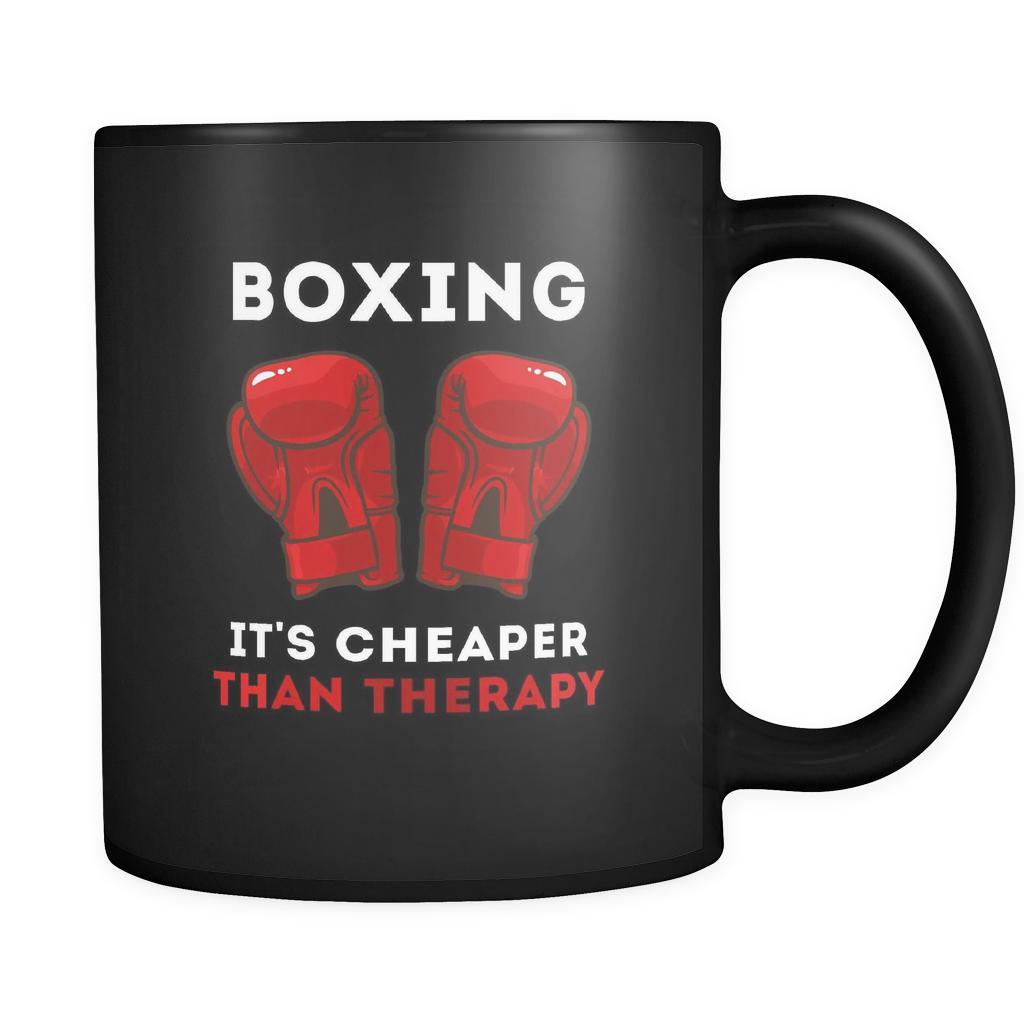 Boxing Boxing It's cheaper than therapy 11oz Black Mug-Drinkware-Teelime | shirts-hoodies-mugs