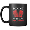 Boxing Boxing It's cheaper than therapy 11oz Black Mug-Drinkware-Teelime | shirts-hoodies-mugs