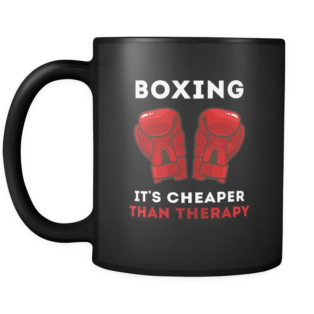 Boxing Boxing It's cheaper than therapy 11oz Black Mug