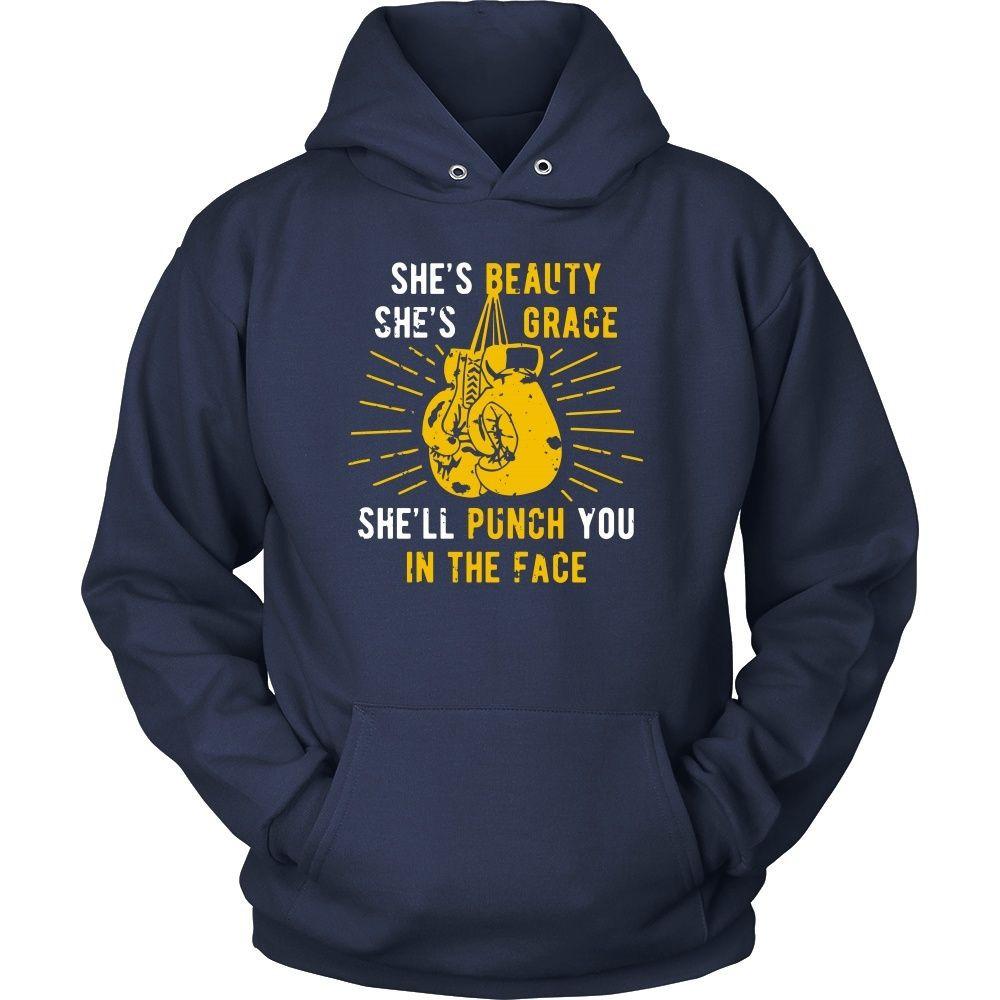 Boxing T Shirt - She's beauty she's grace she'll punch you in the face-T-shirt-Teelime | shirts-hoodies-mugs