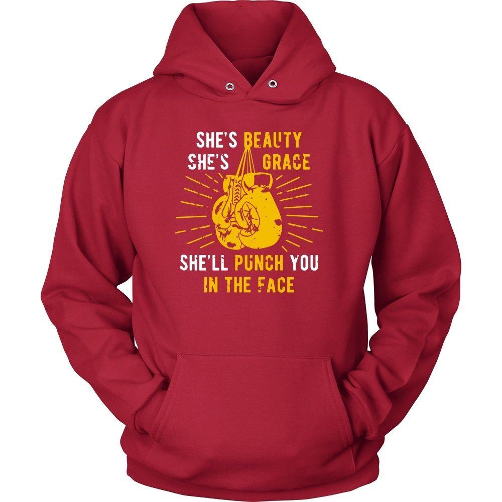 Boxing T Shirt - She's beauty she's grace she'll punch you in the face-T-shirt-Teelime | shirts-hoodies-mugs