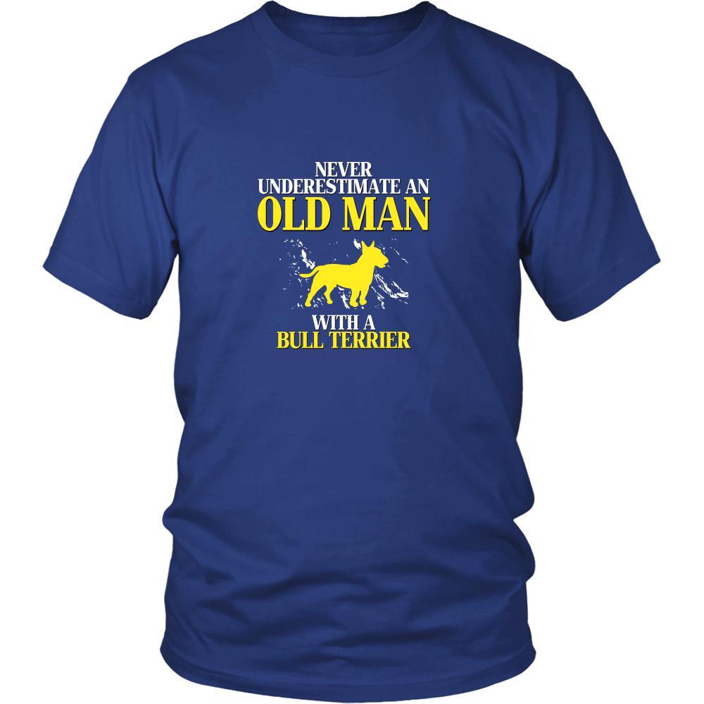 Bull terrier- Never underestimate an old man with a Bull terrier- Father's Day Dog Shirt-T-shirt-Teelime | shirts-hoodies-mugs