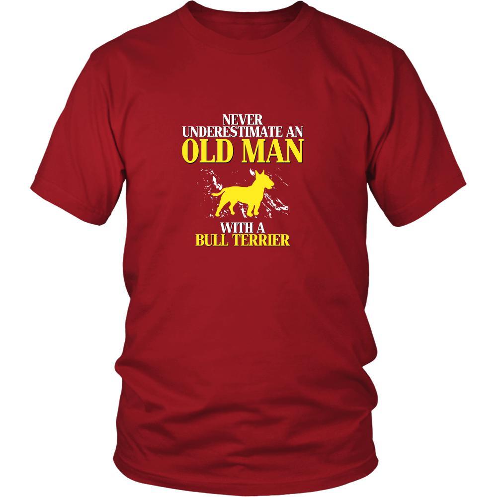 Bull terrier- Never underestimate an old man with a Bull terrier- Father's Day Dog Shirt-T-shirt-Teelime | shirts-hoodies-mugs