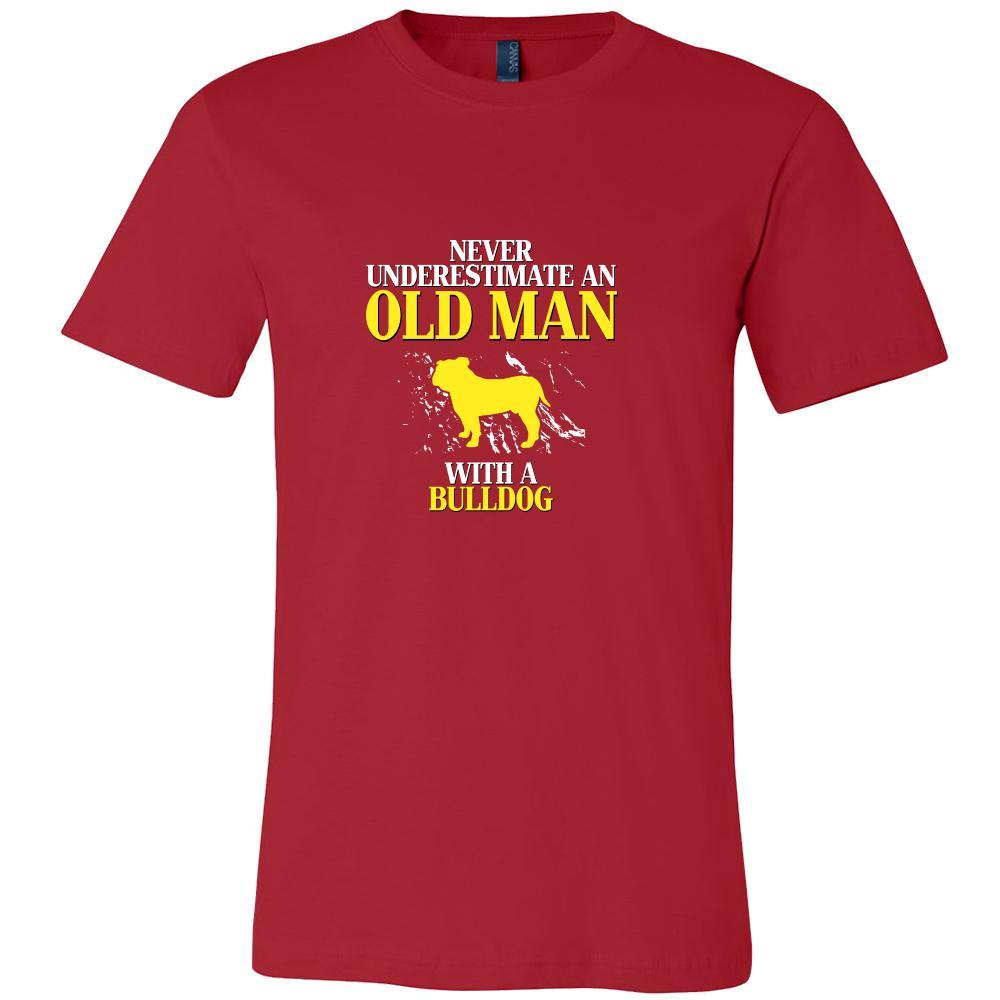 Bulldog Shirt - Never underestimate an old man with a Bulldog Grandfather Dog Gift-T-shirt-Teelime | shirts-hoodies-mugs