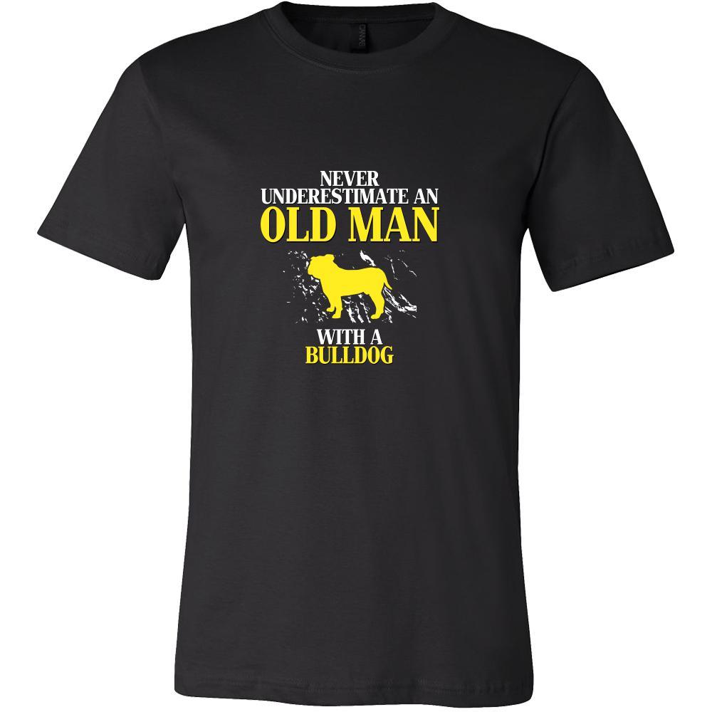 Bulldog Shirt - Never underestimate an old man with a Bulldog Grandfather Dog Gift-T-shirt-Teelime | shirts-hoodies-mugs