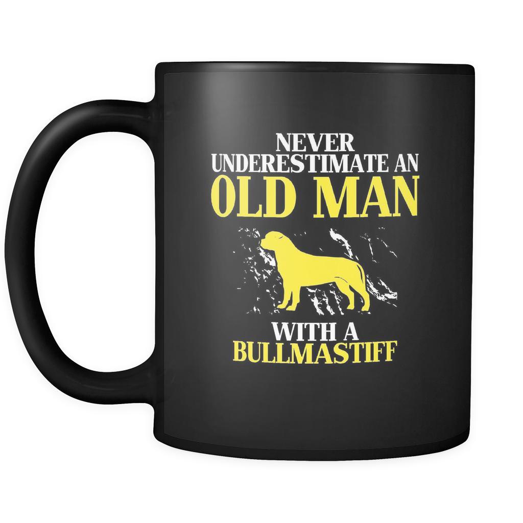 Bullmastiff Never underestimate an old man with a Bullmastiff 11oz Black Mug-Drinkware-Teelime | shirts-hoodies-mugs