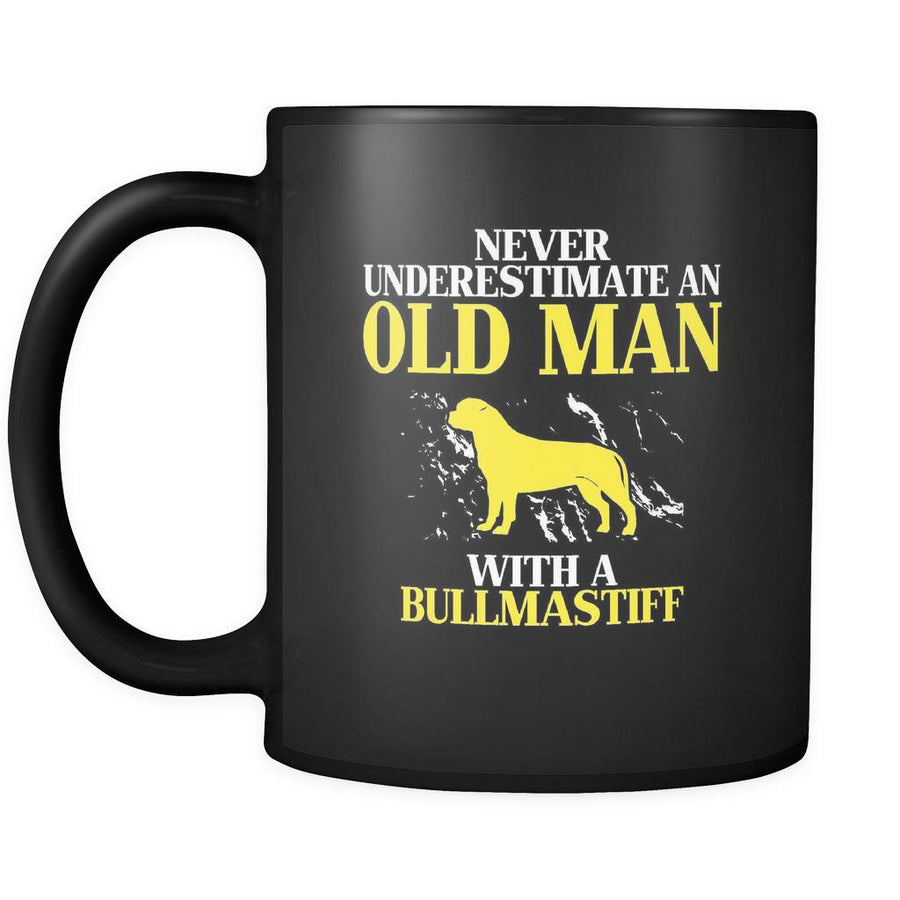 Bullmastiff Never underestimate an old man with a Bullmastiff 11oz Black Mug-Drinkware-Teelime | shirts-hoodies-mugs