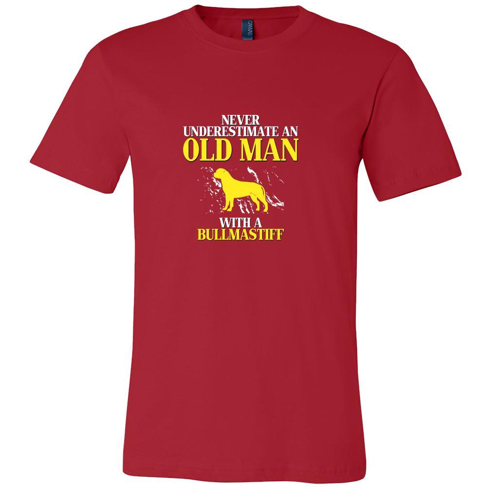 Bullmastiff Shirt - Never underestimate an old man with a Bullmastiff Grandfather Dog Gift-T-shirt-Teelime | shirts-hoodies-mugs